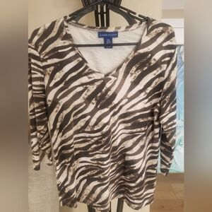 Karen Scott Animal Print V-Neck Top